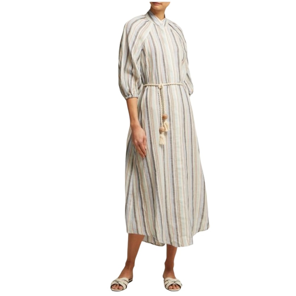 Zimmermann Cream Multicolor Striped Midi Dress